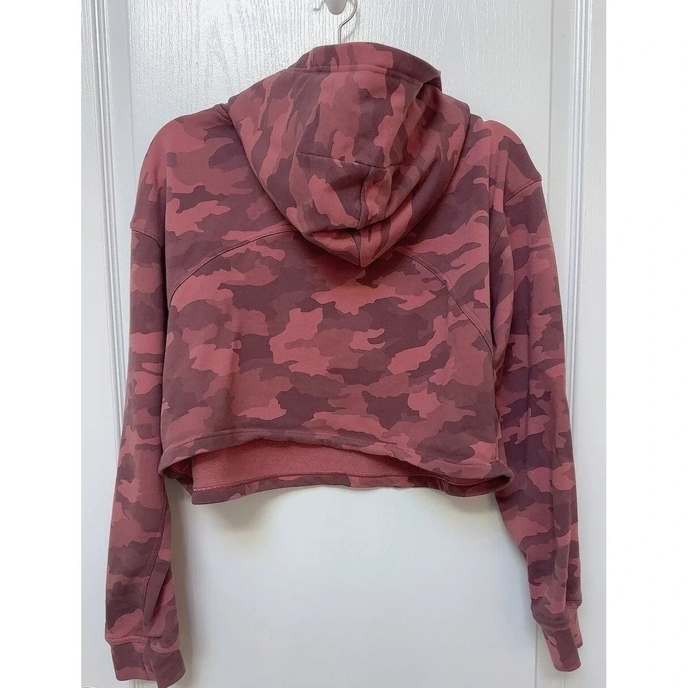 Lululemon All Yours Cropped Hoodie Heritage 365 Camo Brier Rose Multi Size 14